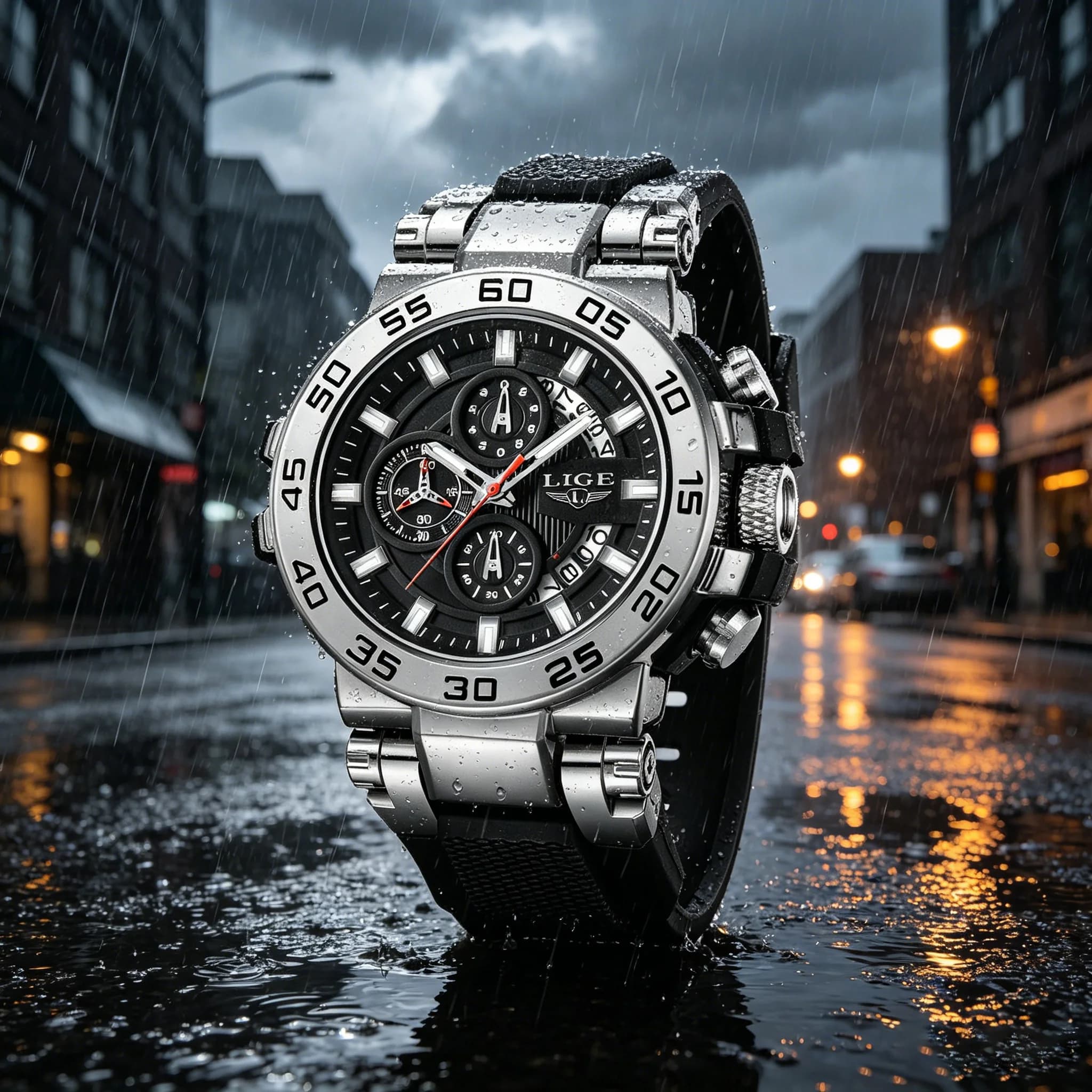 LIGE Fashion Sports Men Watch Top Brand High Quality Auto Date Big Dial Silicone Strap Sports Quartz Watches For Him Gifts