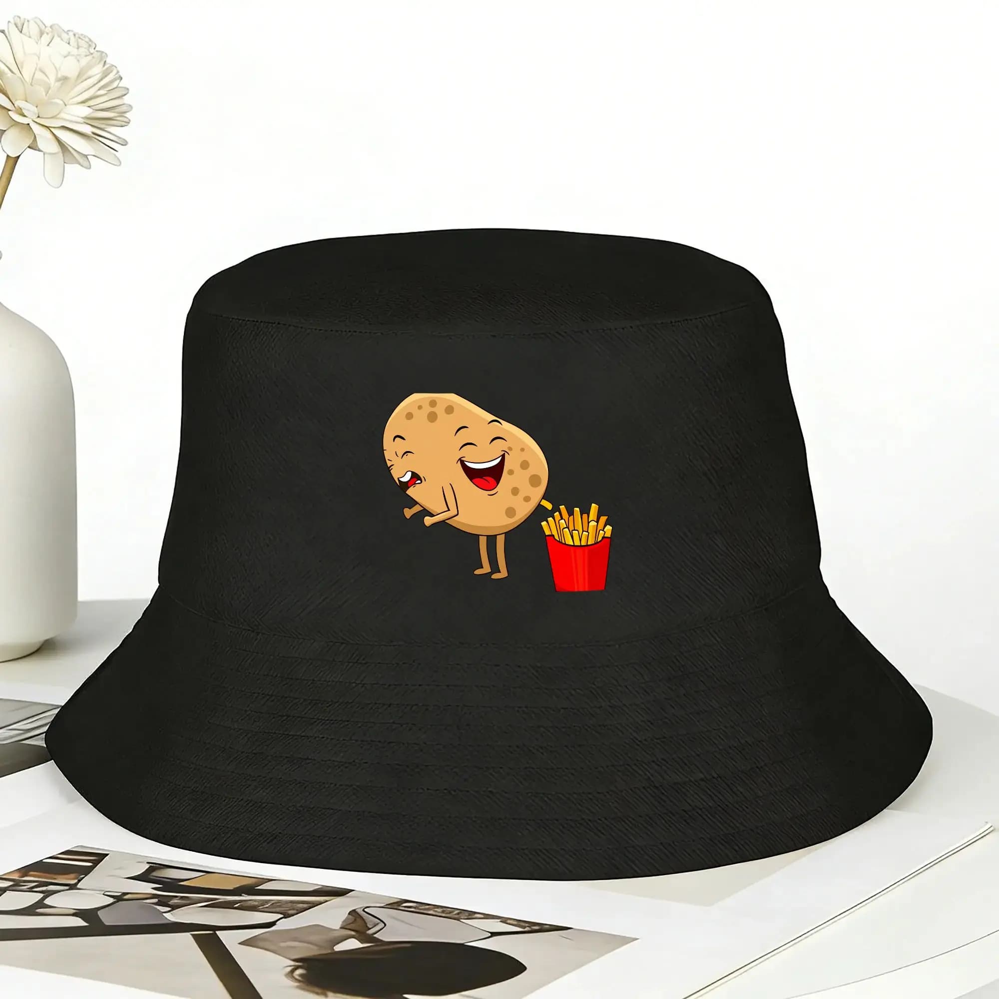 Farting Potato Bucket Hat Summer Casual Fisherman Hats For Couple Soft Fold Fishing Caps Outdoor Design Sun Hats