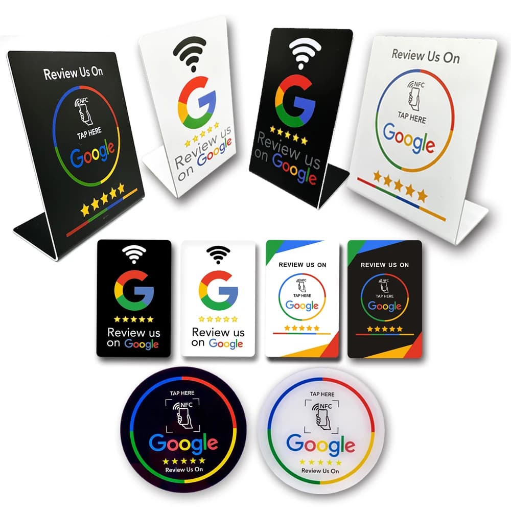 13.56Mhz Programmable Google Review Card NFC Station Table Acrylic Stickers Waterproof NFC Stand Google Review Card