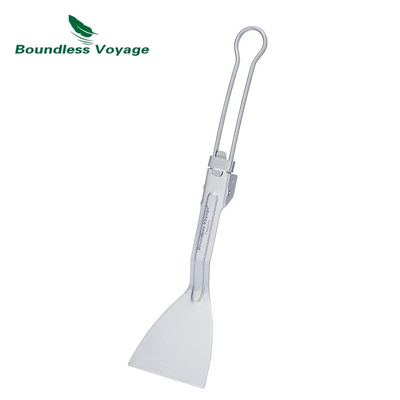 Boundless Voyage Titanium Spatula Pala for Frying with Foldable Handle Float for Food for Camping Kitchen Outdoor Kitchenware