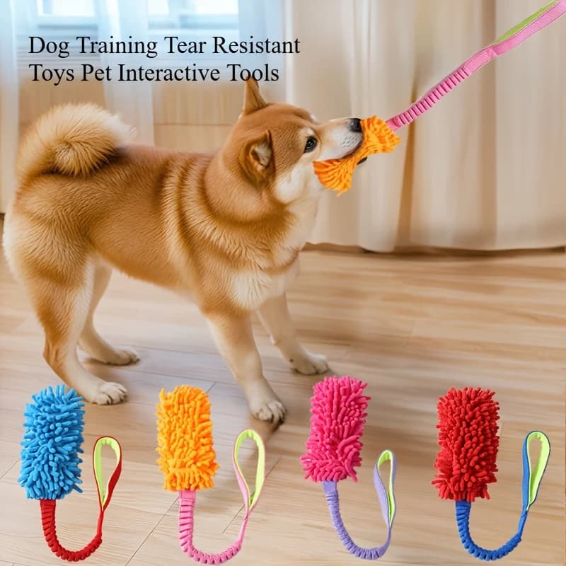 1Pc Colorful Bite-Resistant Dog Training Rope Toy-Anti-tear Traction Plush Teeth Grinding Interactive Puzzle Relief Toy