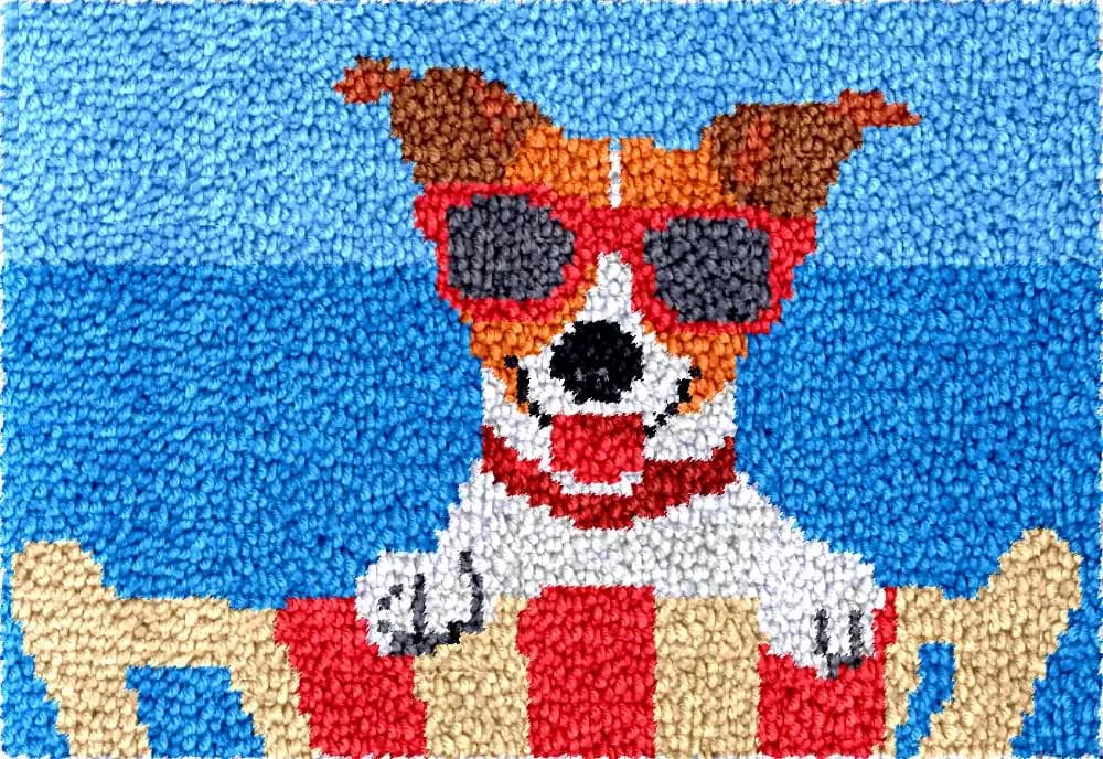 Kit tappeti con gancio per chiusura per cani fai-da-te Set da ricamo per tappeti con motivo stampato Motivi all'uncinetto Artigianato per adulti Creazione di tappeti per arazzi