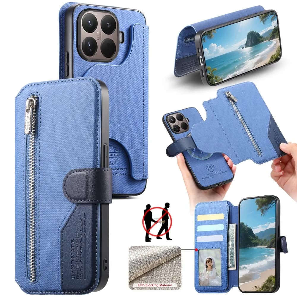 For Xiaomi 17T Pro 5G 2026 Zipper Flip Case RFID Card Wallet Leather 360 Protect Xiaomi 17 T Case 2 IN 1 Detachable Magnet Cover