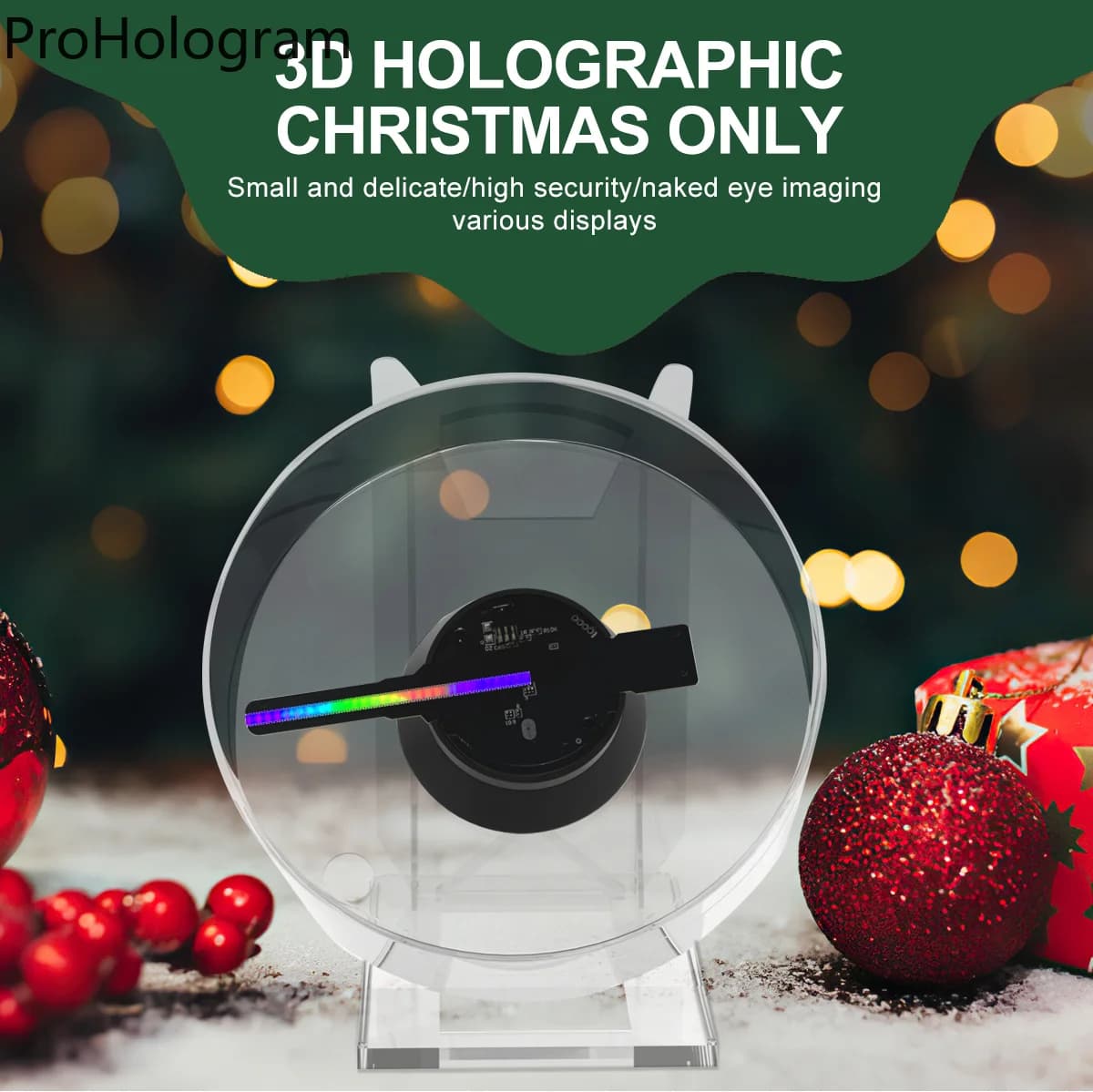 Mini 3D HD ologramma Fan Projector LED Sign lettore olografico supporto immagine Video Shop Bar Party pubblicità Display Light