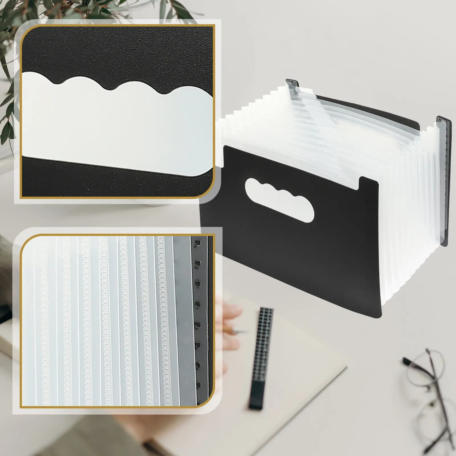 Organizzatore Multifunzione per Ricevute e Documenti in PP, Porta Coupon da Ufficio, Organizer Portatile per Documenti, Pratico e Conveniente