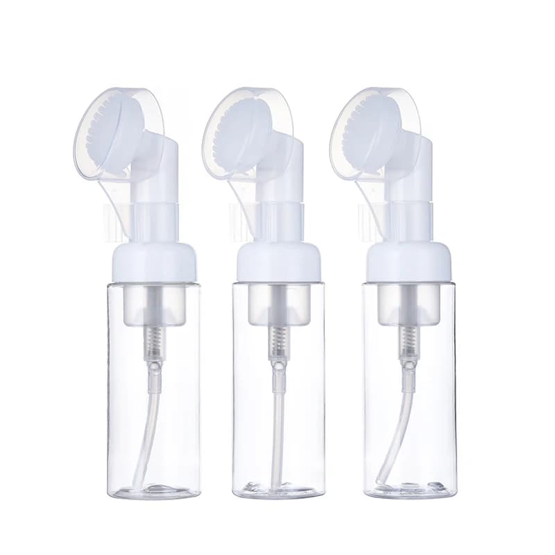 50/30/10Pcs 60ml Plastic Refillable Foam Pump Bottles Soft Silicone Face Brush Set Portable Mousse Soap Dispenser Skincare Tools
