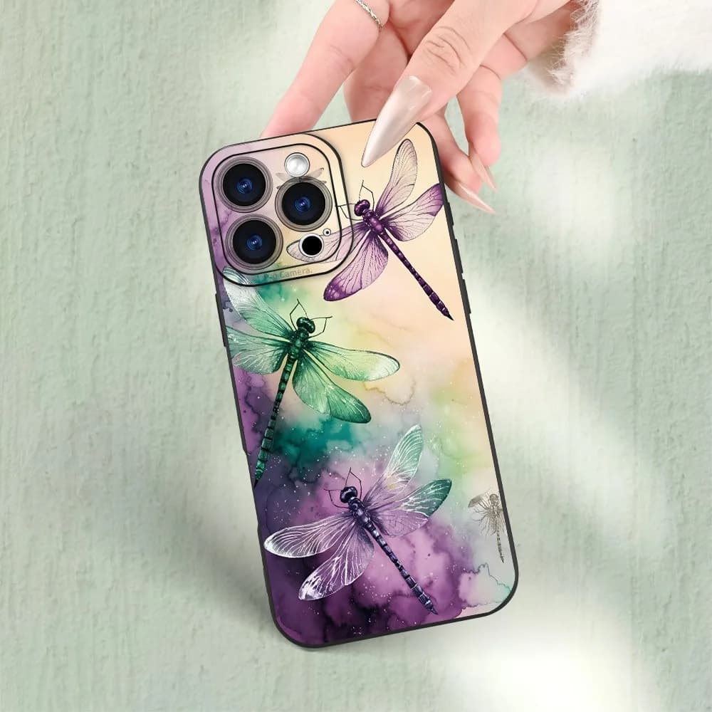 Custodia per cellulare - Custodia per cellulare con design alla moda a forma di libellula, compatibile con iPhone serie 17, 16, 15, 14, 13, 12, 11