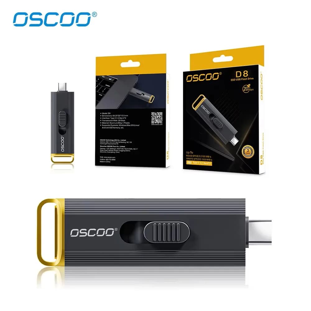 OSCOO 512gb 1tb SSD portatile a stato solido USB 3.2 Gen2 Flash Drive US1 Disco USB esterno Tipo C Pendrive USB3.2 Memoria stick