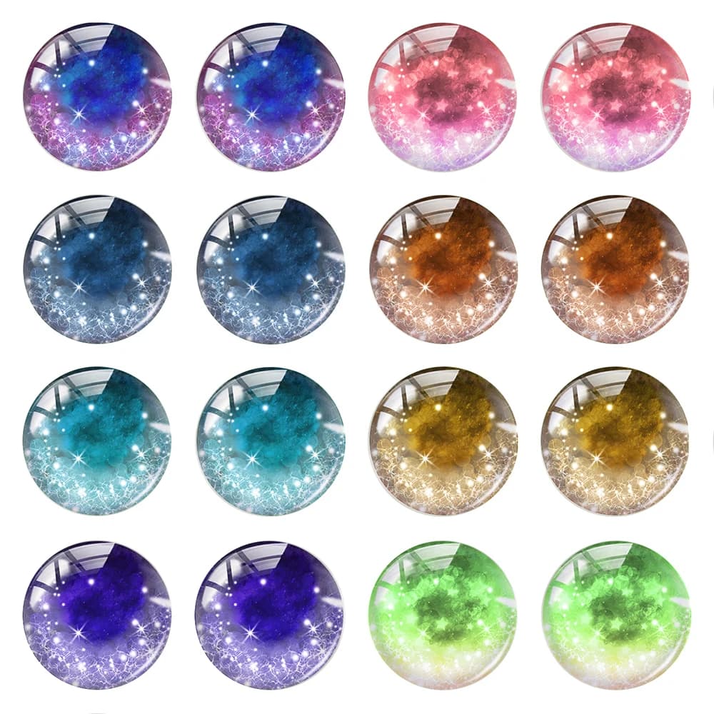 Round Satrry Sky Pupils Iris Ragdoll Toy Eyeball Eyes Doll Photo Glass Cabochon Flatback Demo Cameo For Diy Jewelry Making