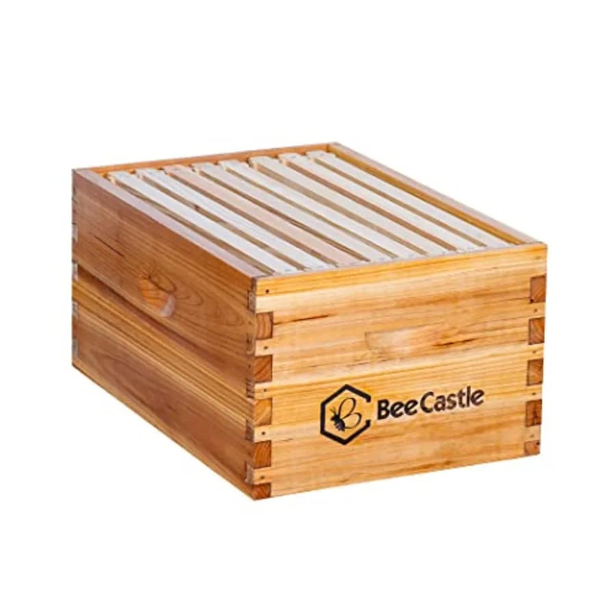 BeeCastle Arnia Langstroth non assemblata, profonda/con cassetta per l'incubazione, con rivestimento in cera resistente e foglio di fondazione in cera d'api.