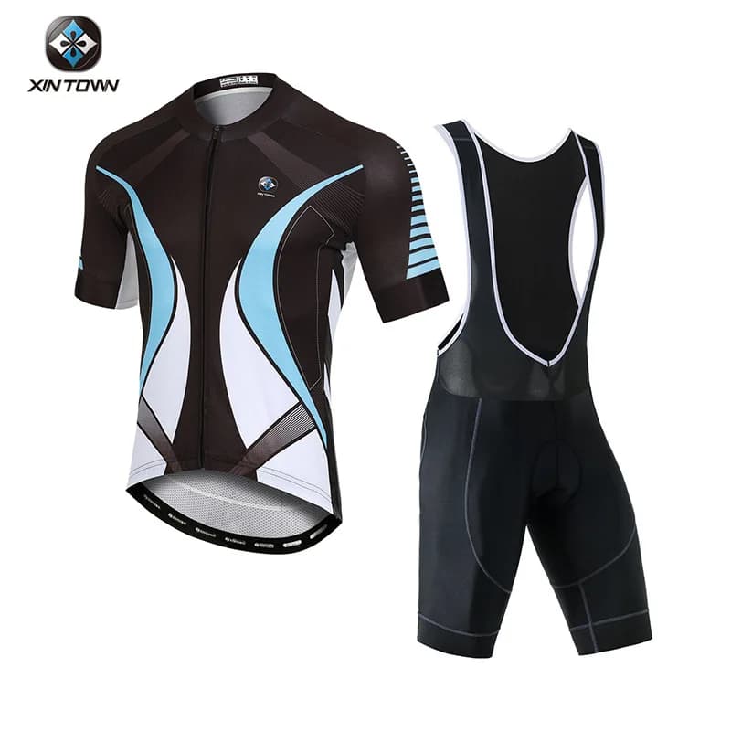Set XINTOWN with Extensive Cycling Sleeves Court and Shorts with Bretelle, Blue Engine Style