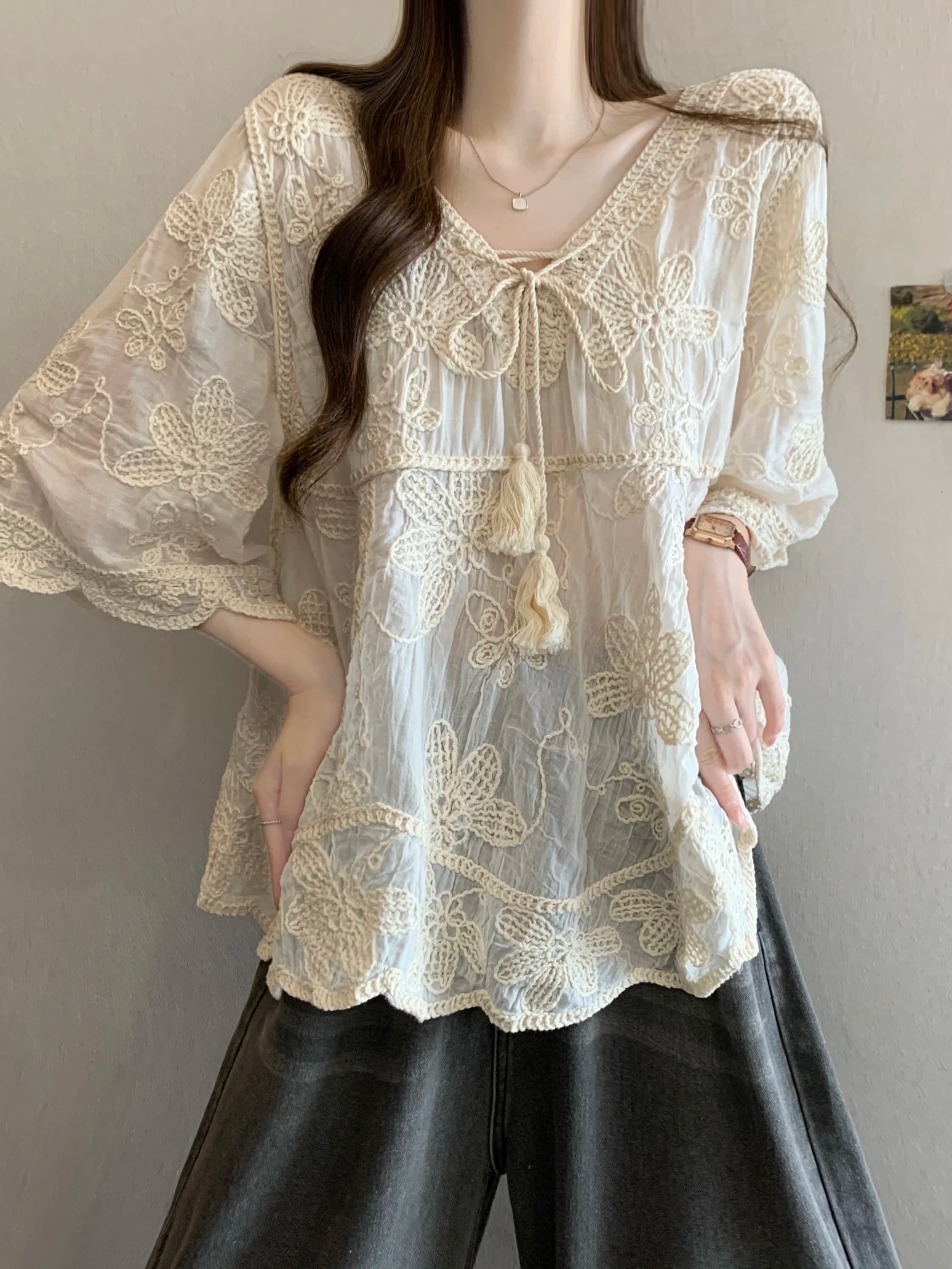 Vacation Style V-Neck Knitted Top Women's Loose Fit Sleeveless Belted Summer Korean Fashion Fourteen-Year-Old Age Reduction