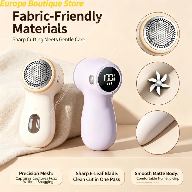 2-in-1 Rechargeable Digital Display Lint Remover Lightweight Household Portable Fabric Shaver