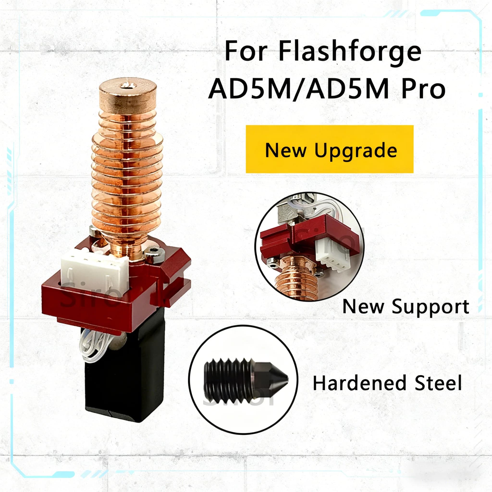 Kit Hotend Aggiornato per Flashforge Adventurer 5M/5M Pro, Kit Ugello AD5M, Blocco Riscaldante in Ceramica e Ugello in Acciaio Temprato