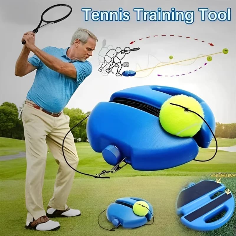 Allenatore di tennis per giocatore singolo con ritorno della linea Set per principianti di racchette da tennis per autoportanti Dispositivo di sparring per attrezzature da tennis