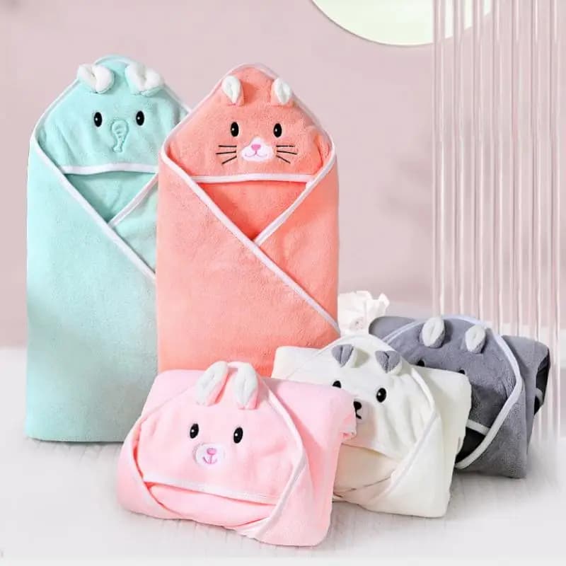 Asciugamano da bagno con cappuccio per bambini con animali dei cartoni animati, morbido accappatoio per bambini, fasciatoio per neonato