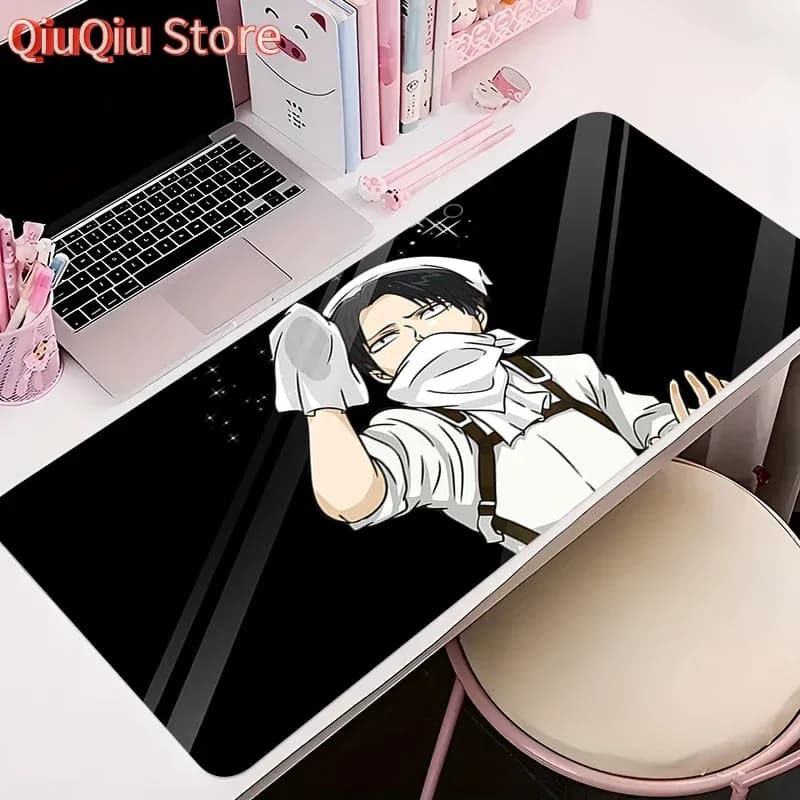 Tappetino per mouse Accessori per PC da ufficio Tappetino per tastiera Modello anime Gomma antiscivolo Tappetino per mouse fresco Gamer A-attacco su Titano Levi Tappetino da scrivania