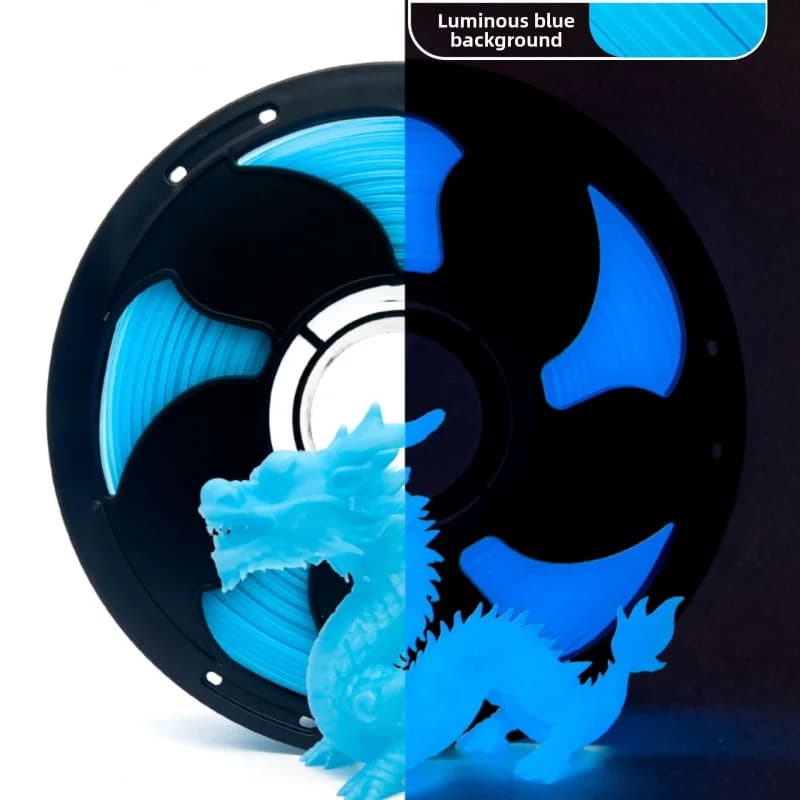 Solid Glow-in-the-Dark Blue PLA 3D Printer Filament, 1.75mm, 1KG Spool