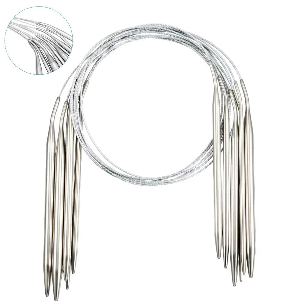 6 pz/set 60 cm Ferri da maglia circolari Kit ferri da maglia in acciaio inossidabile Ferri da maglia per uncinetto per tessitura fai da te Amante del lavoro a maglia