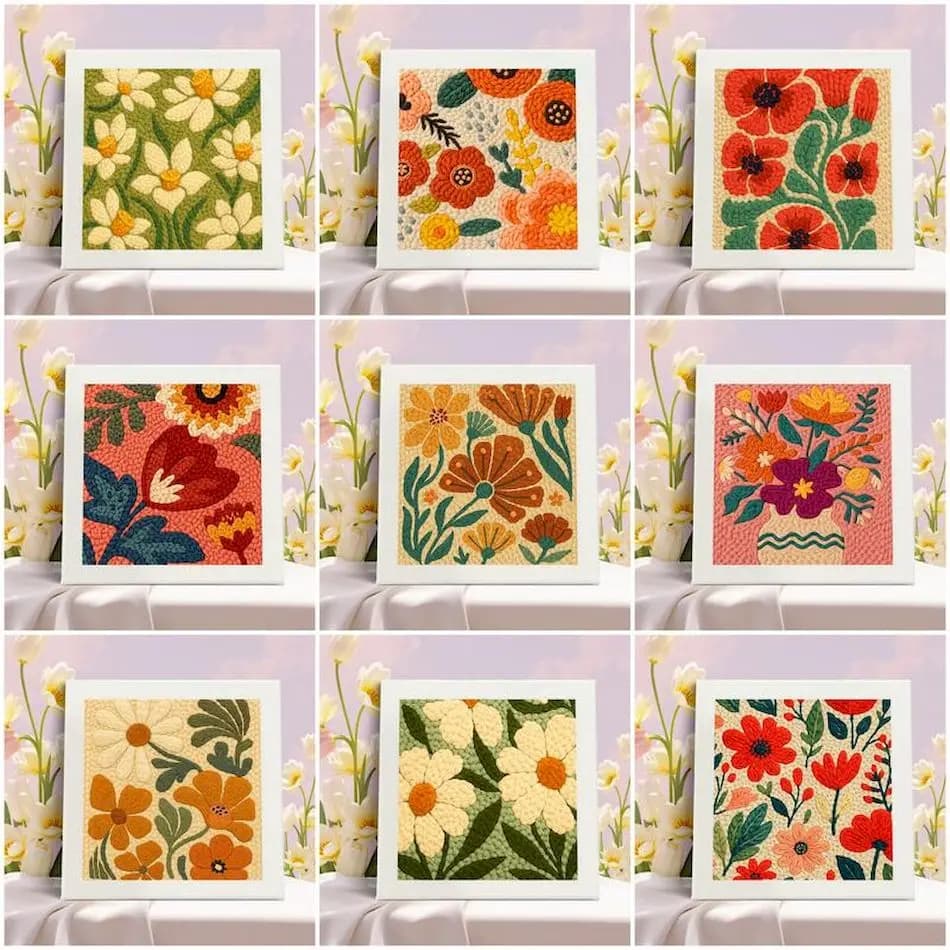 GATYZTORY punch needle embroidery package flowers Embroidered patches Knit Cross stitch kits crafts for adults Hoops Home Decor