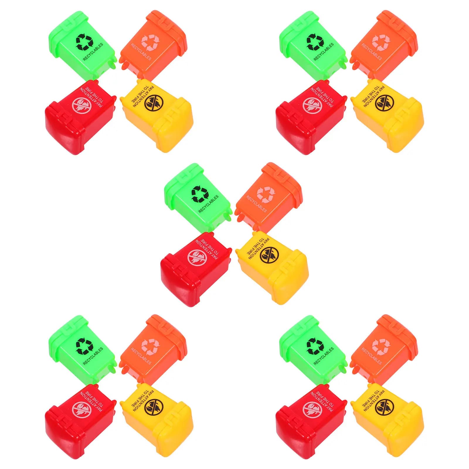 20 Pezzi Mini Pattumiere Realistiche, Piccoli Cestini da Scrivania con Coperchio, Educativi per la Raccolta Differenziata, Divertenti per l'Organizzazione di Sale Giochi e Aule