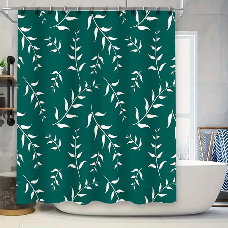 Decorazione per il bagno impermeabile con tenda da doccia verde foglia bianca