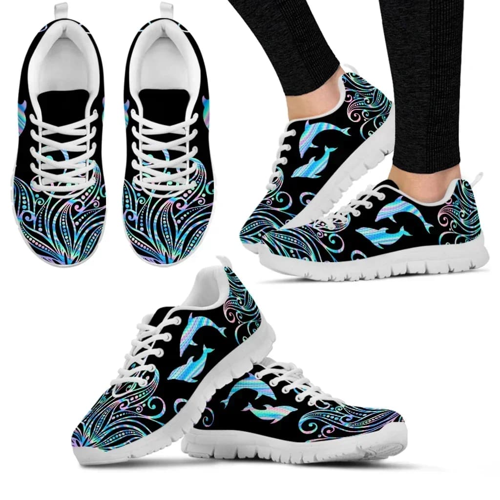 Scarpe in rete con stampa sfumata Ombre Dolphin, comode da donna, personalizzabili, con plateau, sneakers, idea regalo