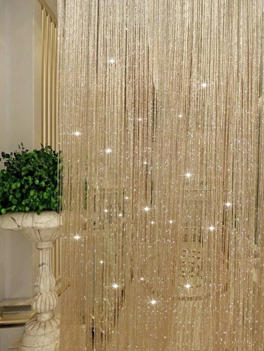 1 tenda in stile semplice per finestra o porta, tenda con frange argento, 39 pollici x 79 pollici.