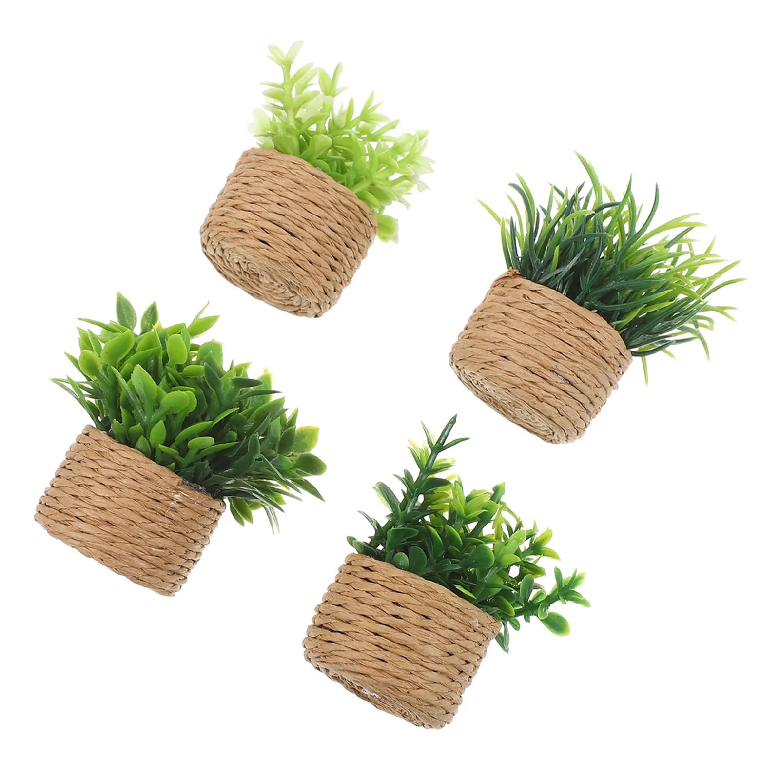 4Pcs Miniature Greenery Bonsai Dollhouse Accessories Tiny Artificial Potted Plants Mini Garden Ornaments Simulation Plant