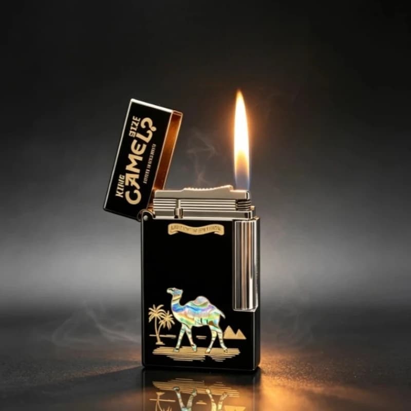 New Calories Brass Windproof Gas Lighter, Inlaid with Color Shell, Side Wheel, High-end Gift for Men, for Collection
