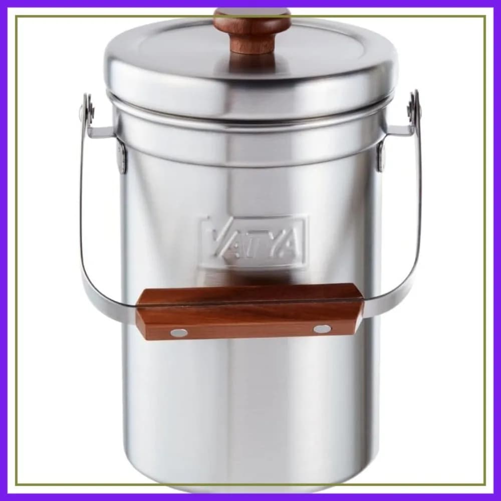 Contenitore per Compost da Cucina in Acciaio Inox - Composter da Bancone Senza Filtro, Secchio per Scarti Alimentari Inodore da 0,8 Galloni con Coperchio