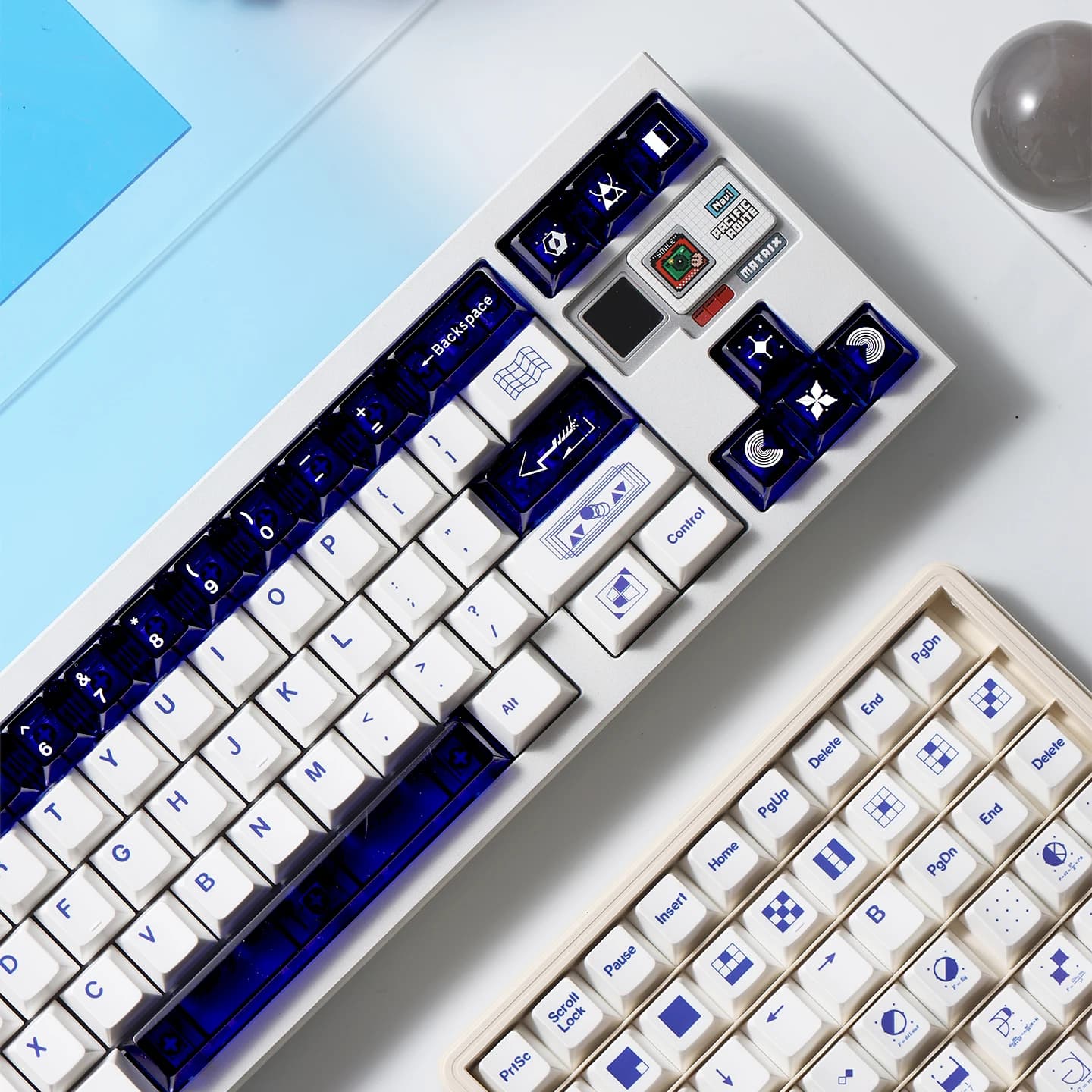 Set di copritasti a tema geometria semplice Set di cappucci per tastiera con profilo Cherry a sublimazione personalizzati PBT + PC per accessori per tastiera meccanica