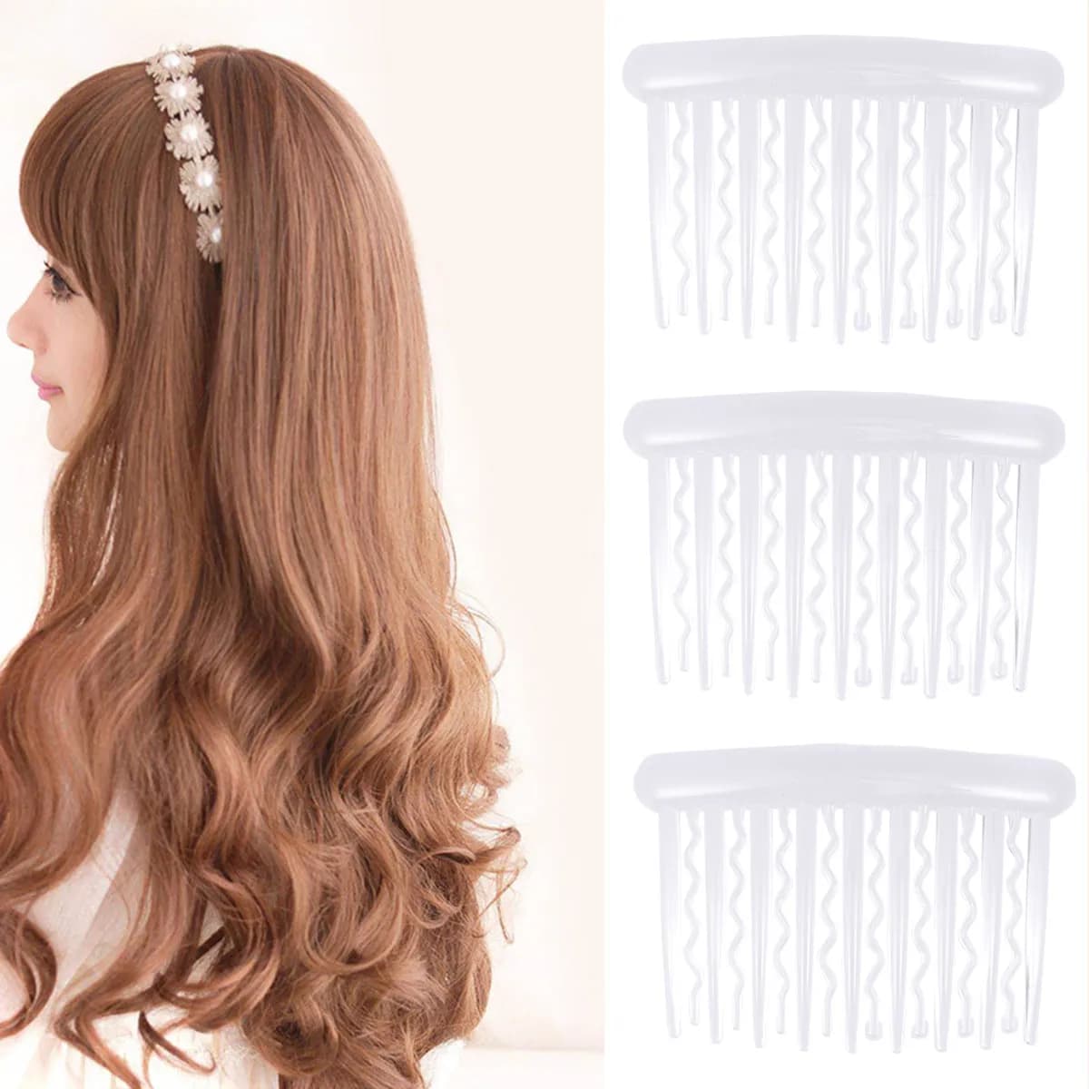 Set of 12 Pettini in Plastic for Hair 8x5cm, Classic Lateral Pettini with Straight and Braided Tooths, Suitable for Women and Girls