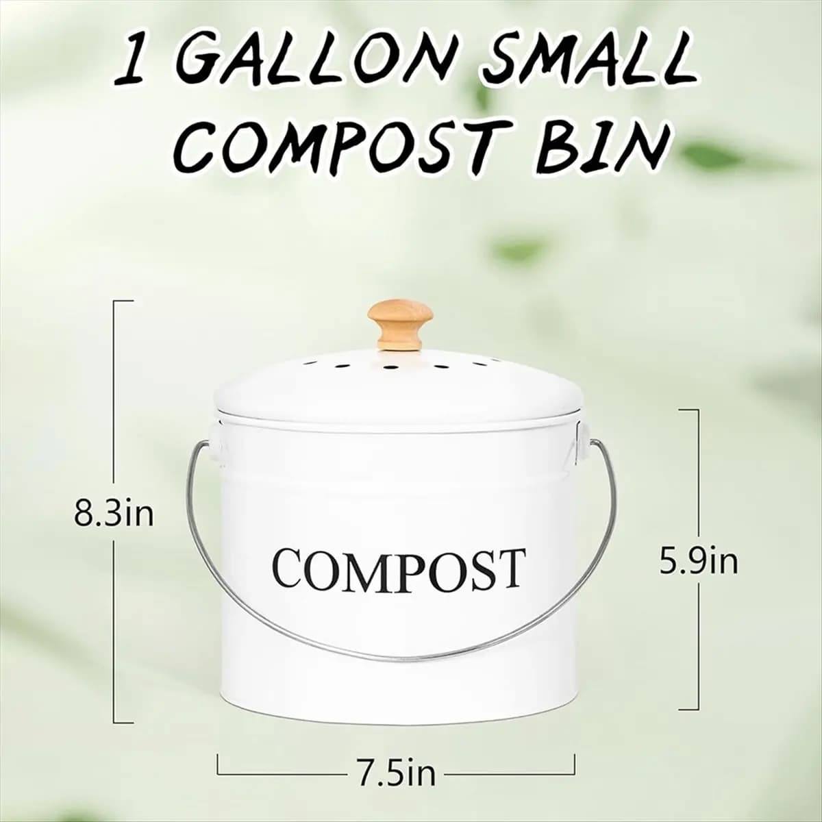 A67T NEW Kitchen Compost Bin for Kitchen Countertop, 1Gallon Compost Bucket for Kitchen with Lid, White