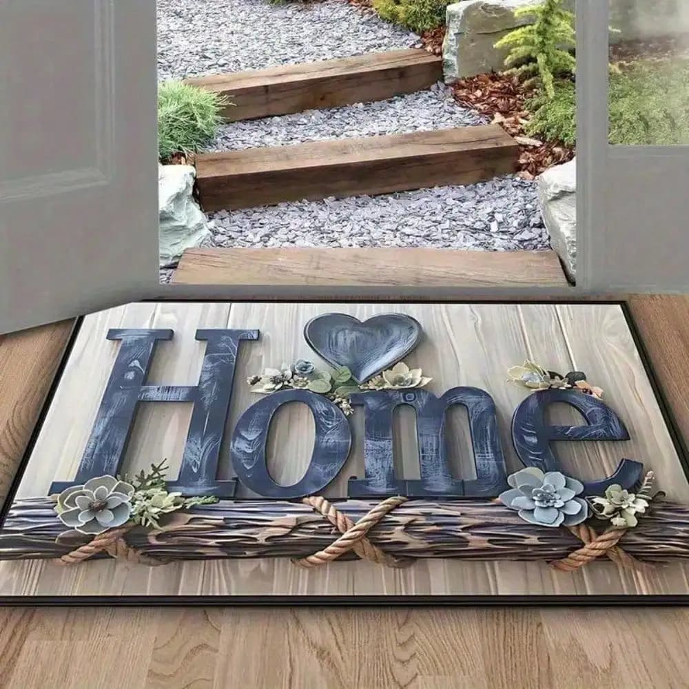 Home letter pattern home mat polyester surface crystal velvet anti slip mat modern fashion carpet, door mat, living room carpet, bedroom carpet, entrance carpet, kitchen carpet, bathroom carpet, very suitable for Halloween, Christmas, Easter, Thanksgiving
