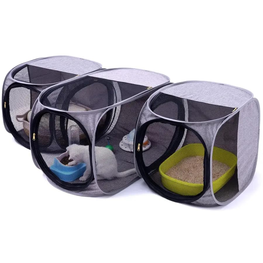 Box angolare per gatti per uso interno, box per animali domestici con scomparto per lettiera, custodia portatile pieghevole per gattini o cuccioli