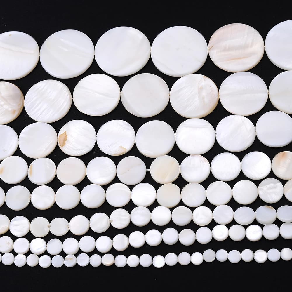 Natural White Shell Beads For Jewelry Making Round Flat Mother of Pearl Shell Beads Diy Bracelet Necklace Accessories 6-30MM