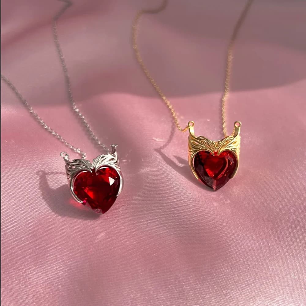 Collana con corona di strega scarlatta, gioielli per donne e ragazze, accessori moda Geek, placcato in argento, ispirato alla strega, regali per collane