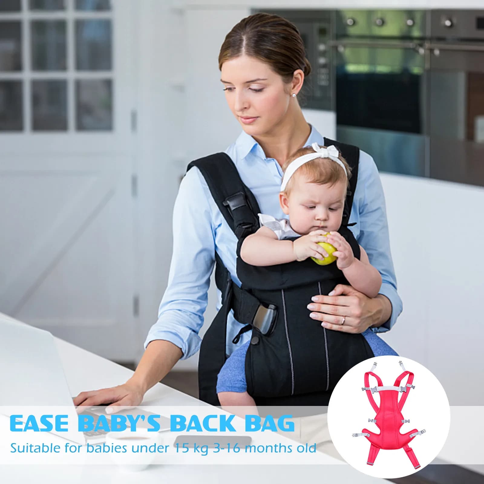 1Pcs Breathable Baby Carrier with 3D Honeycomb Mesh Hip Seat Ultra-Wide Straps for Newborns Toddlers 3-16M Up to 15Kg Infant