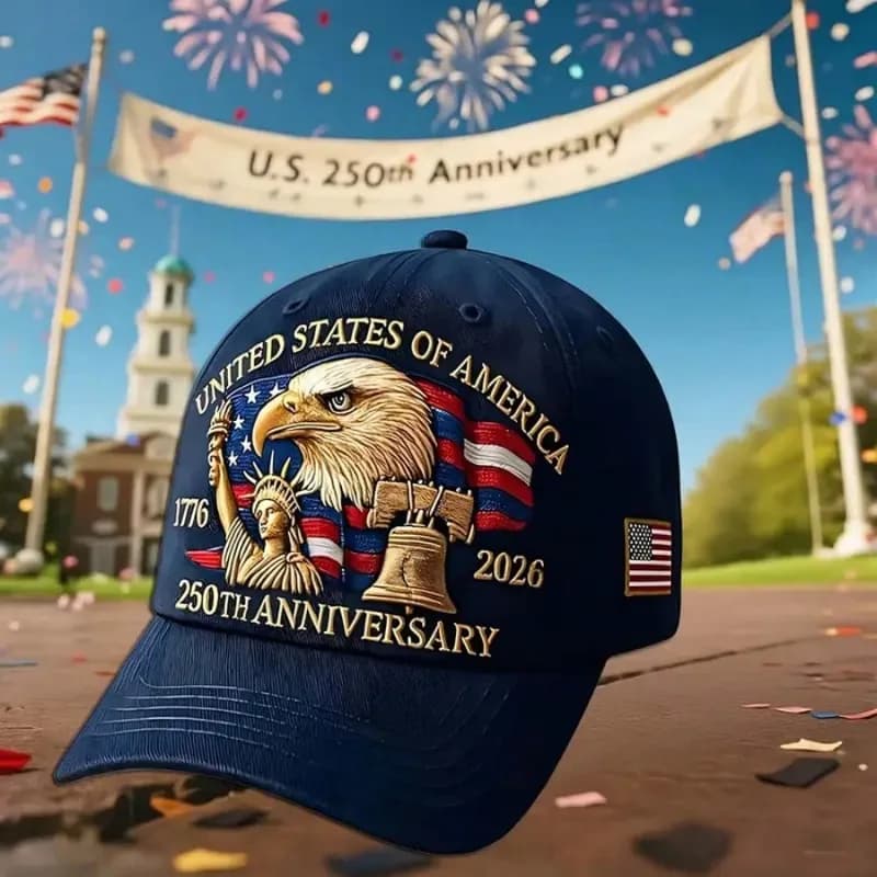 Cappellino da Baseball Patriottico USA 250° Anniversario 1776-2026, Cappello Snapback in Poliestere con Teschio per Uomo, Festa di Pensionamento