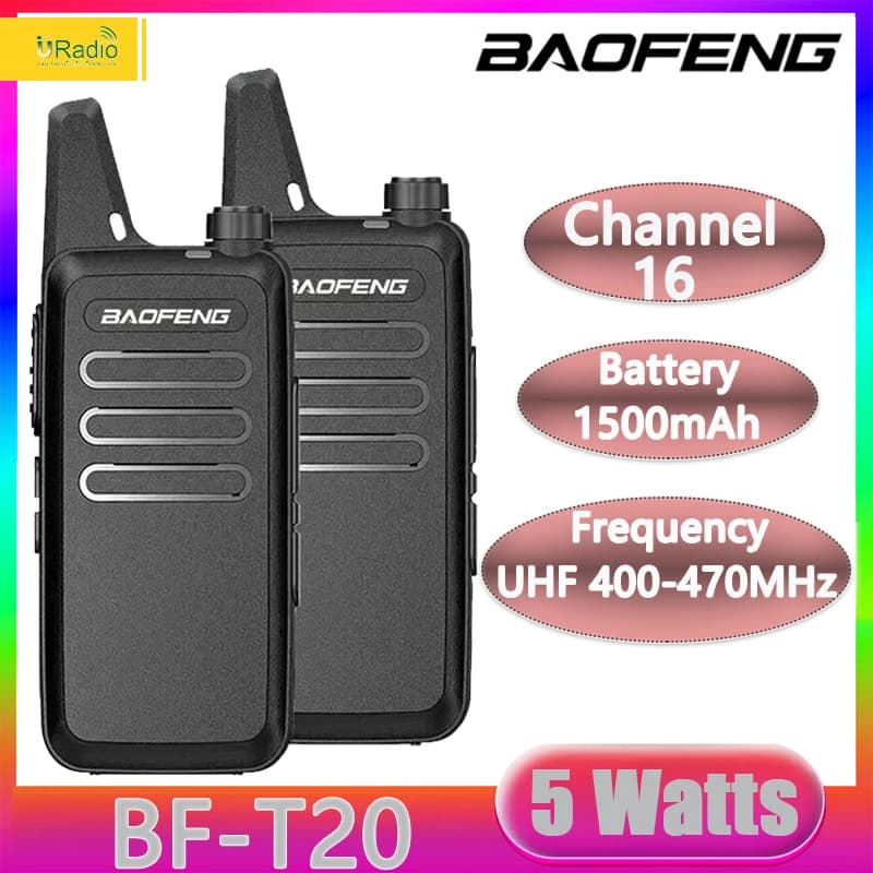 Baofeng BF-T20 2 pezzi Mini Walkie Talkie portatile Radio bidirezionale ricarica USB VOX per BF-C9 BF-888S KD-C1 per la caccia alla stazione dell'hotel