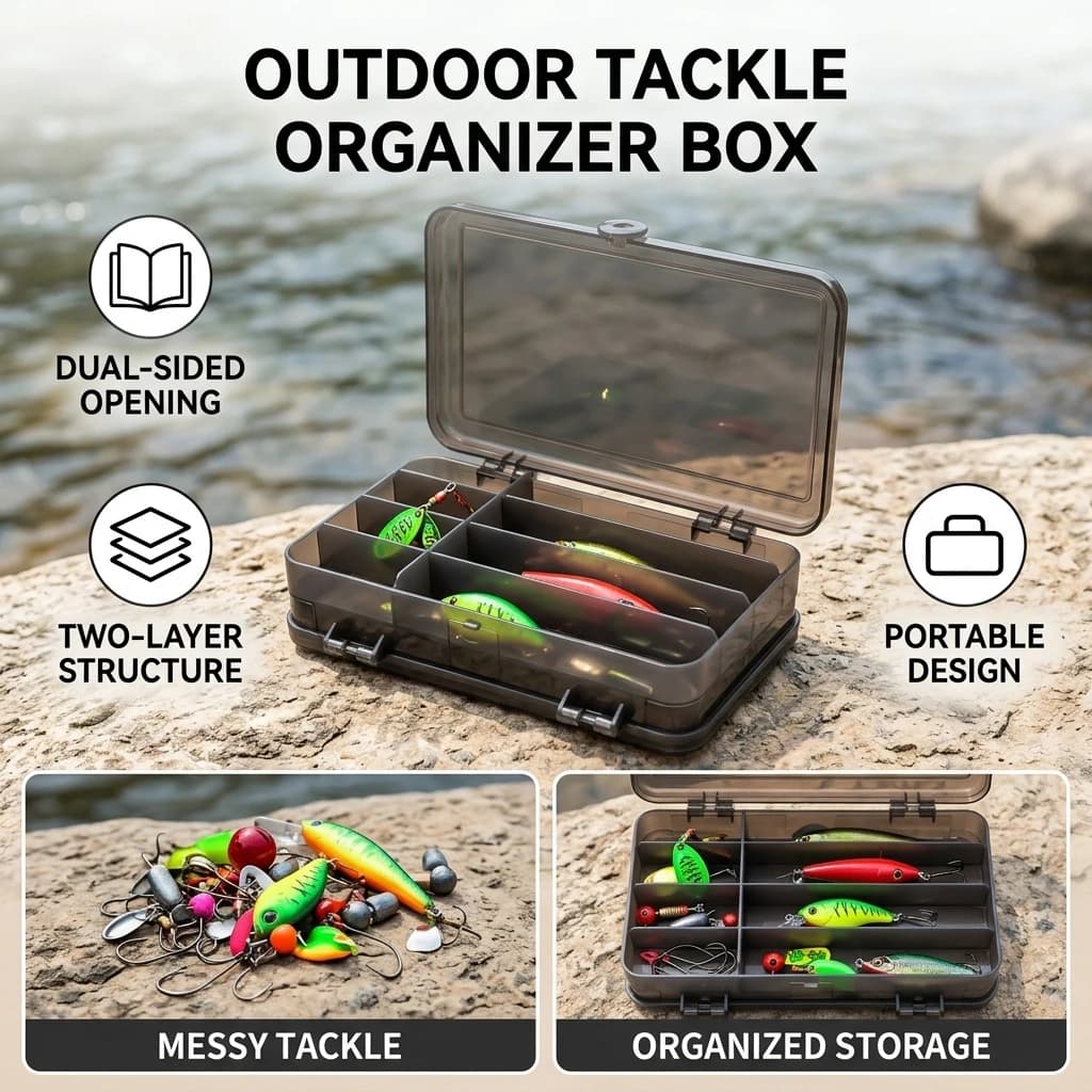 2 Layers Fishing Tackle Box Portable Large Capacity Fishing Lure Organizer Box Waterproof Fake Bait Storage Box Fishing Gears
