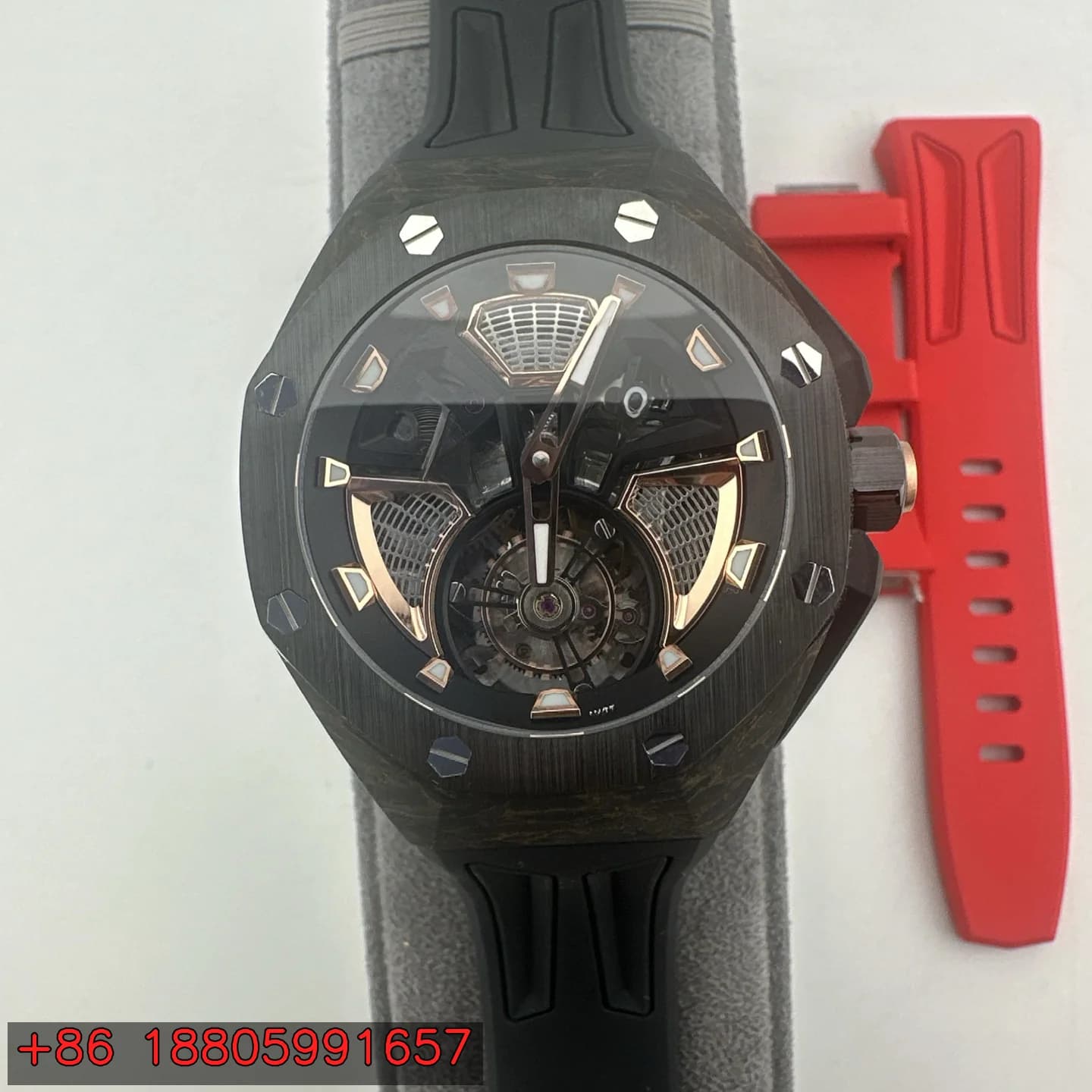 Orologio da Polso Meccanico da Uomo con Tourbillon a Carica Manuale, Quadrante Scheletrato Senza Numeri, Cinturino in Silicone, Stile Lussuoso e alla Moda