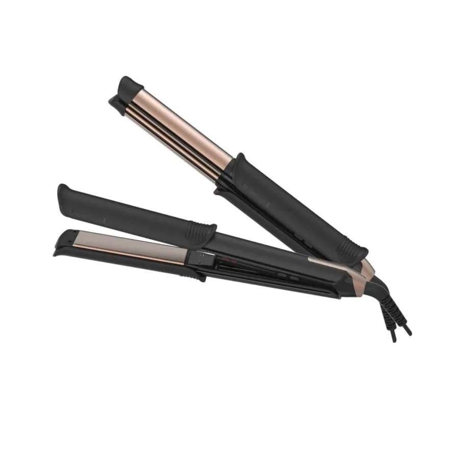 Styler Multifunction 2-in-1 Black and Gold FlexiStyle, Iron Haircuts and Hair Clips Versatile with Advanced Heat Control