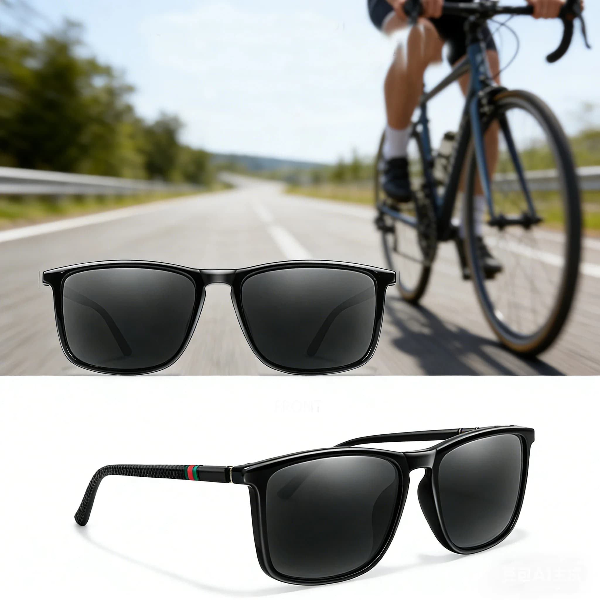 Occhiali da sole quadrati vintage polarizzati occhiali da ciclismo antiriflesso protezione UV400 occhiali da pesca da guida da viaggio ultraleggeri