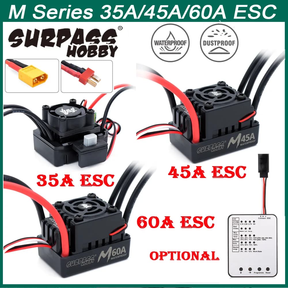 2025 Nuovo Surpass Hobby Serie M 35A 45A 60A ESC impermeabile 2-3S per 1/10 1/12 1/14 1/16 RC Auto F540 3650 Motore Brushless