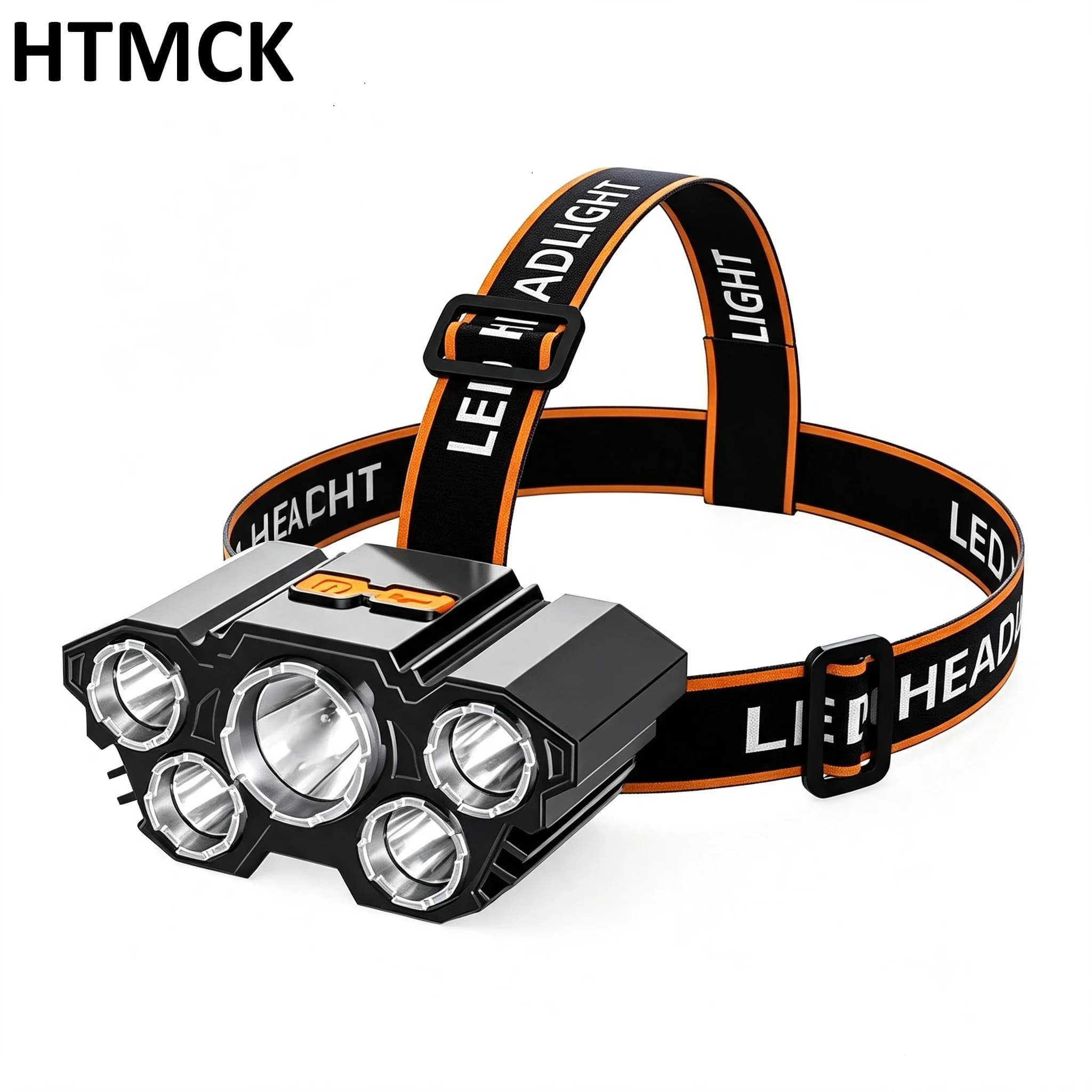 HTMCK LED Five-Headed Fishing Light USB Rechargeable Ultra Bright Head Mounted Flashlight Outdoor Waterproof Strong Light
