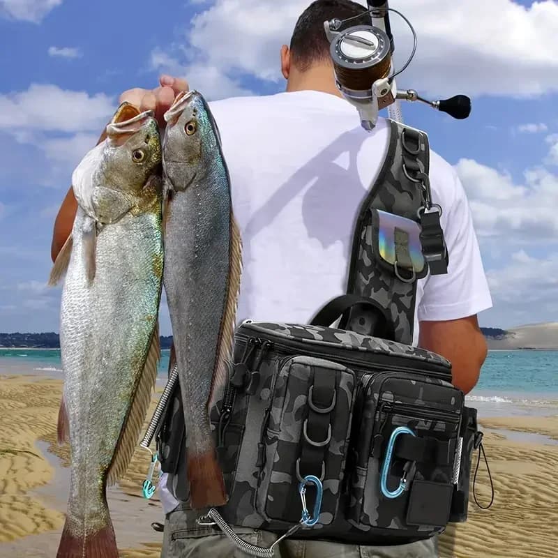 Scatola per attrezzatura tattica leggera Borsa da pesca multifunzionale Zaino per attrezzatura Valigia impermeabile per borse a tracolla da pesca in vita