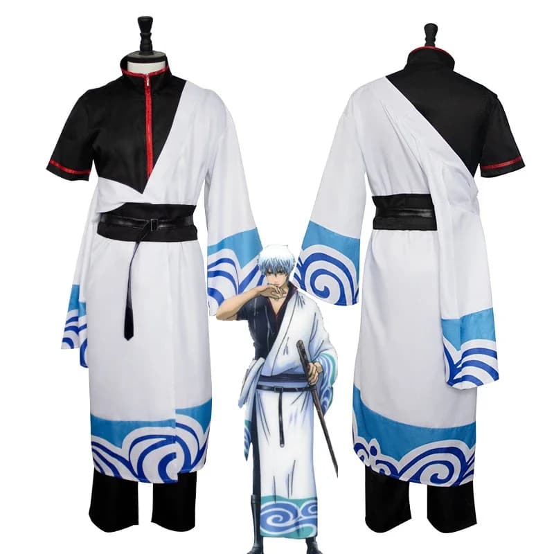 2025Anime Gintama Costume Cosplay Hallween Fancy Dress Adulti Sakata Gintoki Costumi Cosplay Set completo per Carnevale Purim Party