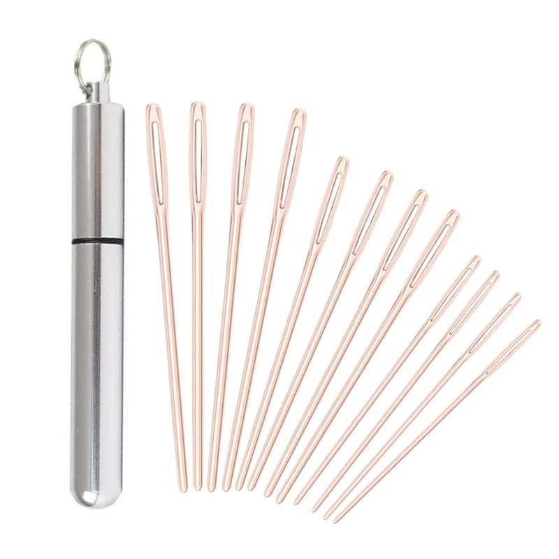 16 PCS aghi smussati per occhi grandi ferri da cucito per maglieria per filati maglieria uncinetto aghi per filati punta piegata in metallo aghi per arazzi